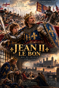 Jean II le Bon, roi de France de 1350 à 1364, combattant à la bataille de Poitiers en 1356 avant sa capture par les Anglais pendant la guerre de Cent Ans.